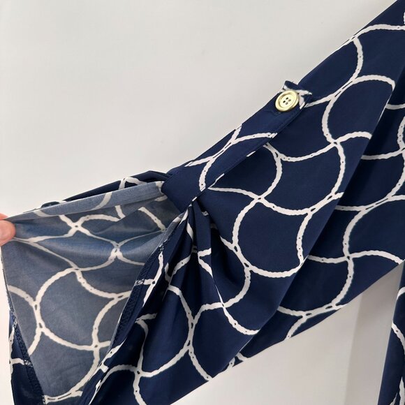 Saint Tropez West Navy & White Geometric Print Tunic Top S Nautical Swim Cover - Picture 9 of 11